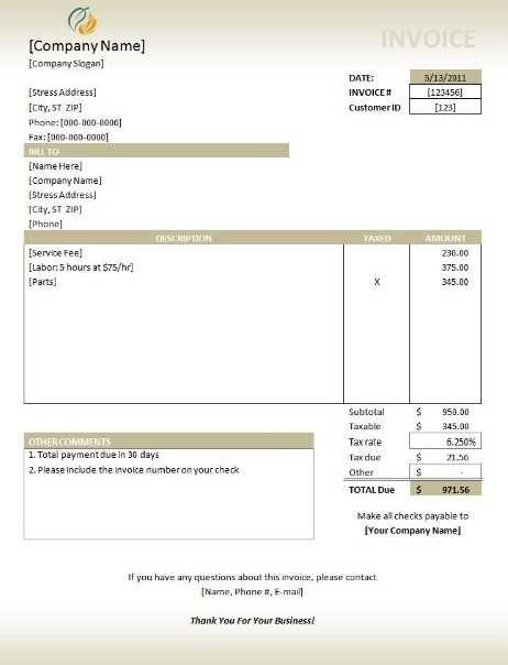 free word invoice templates