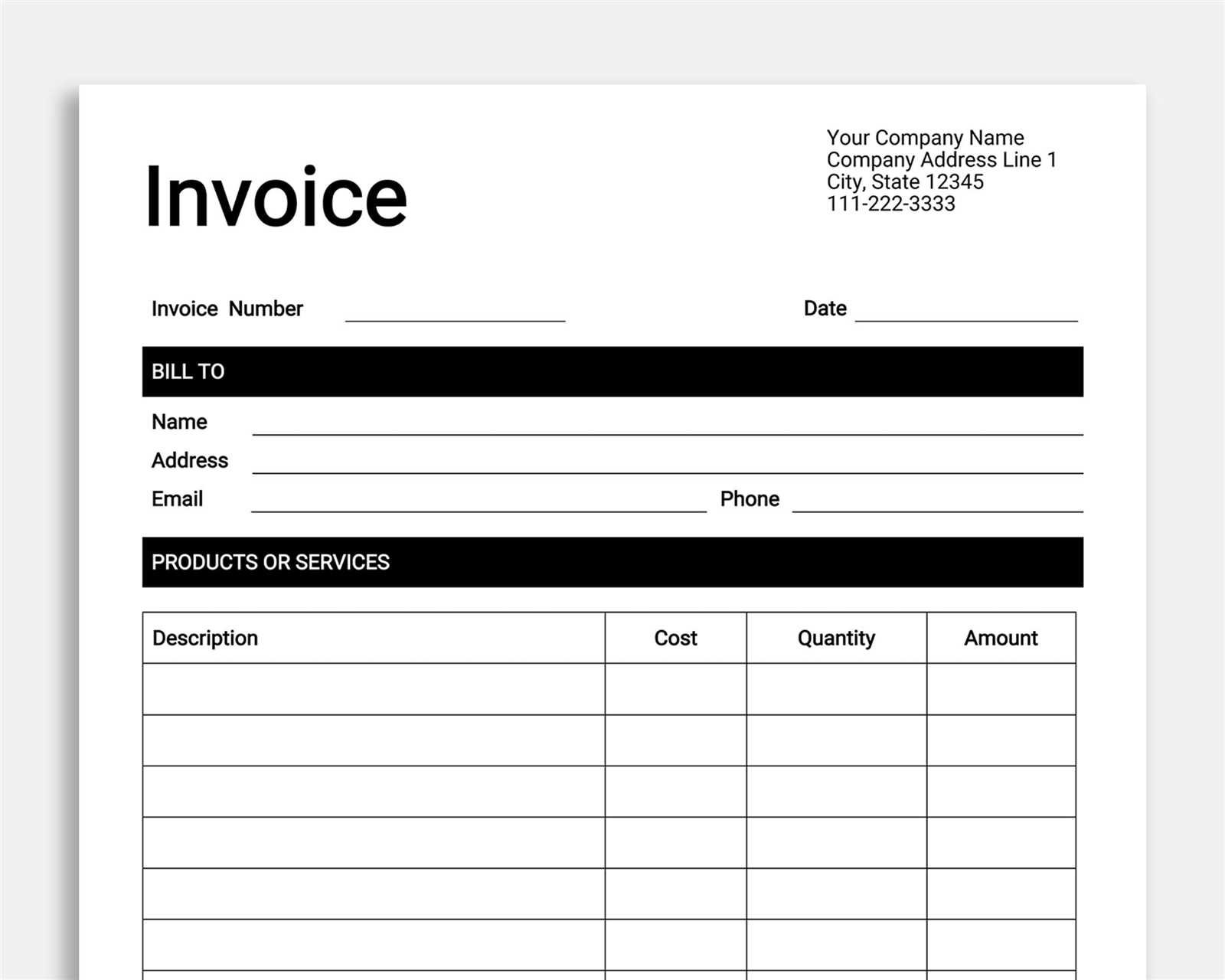 printable invoice templates word