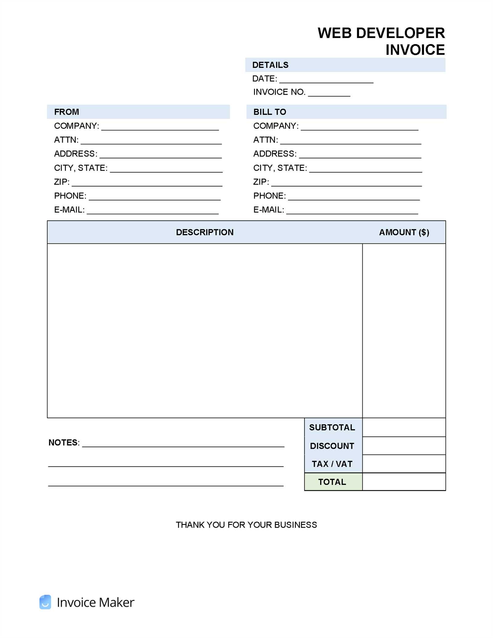 invoice template for independent contractor