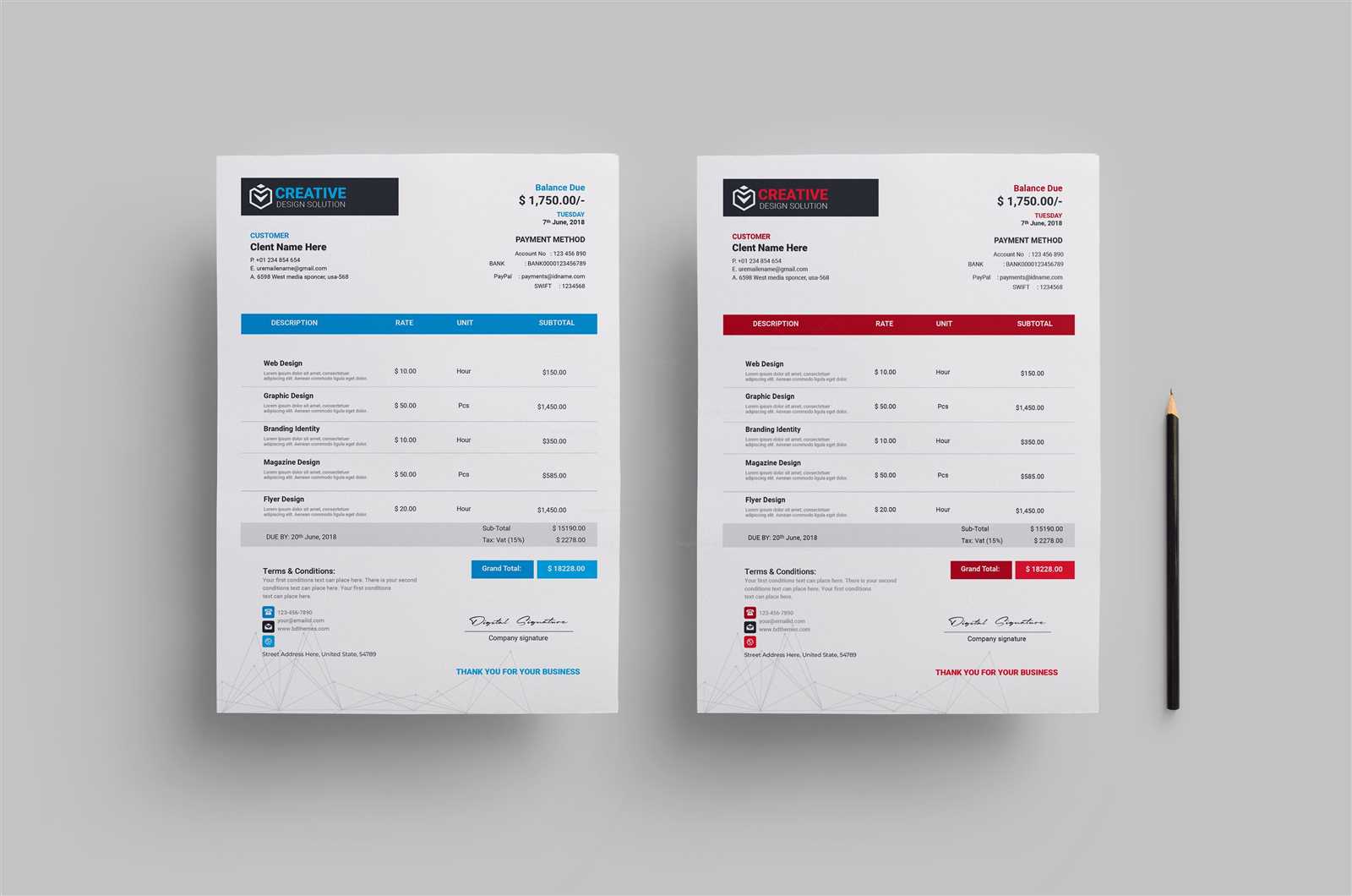 contemporary invoice template