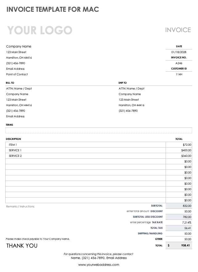 excel for mac invoice template