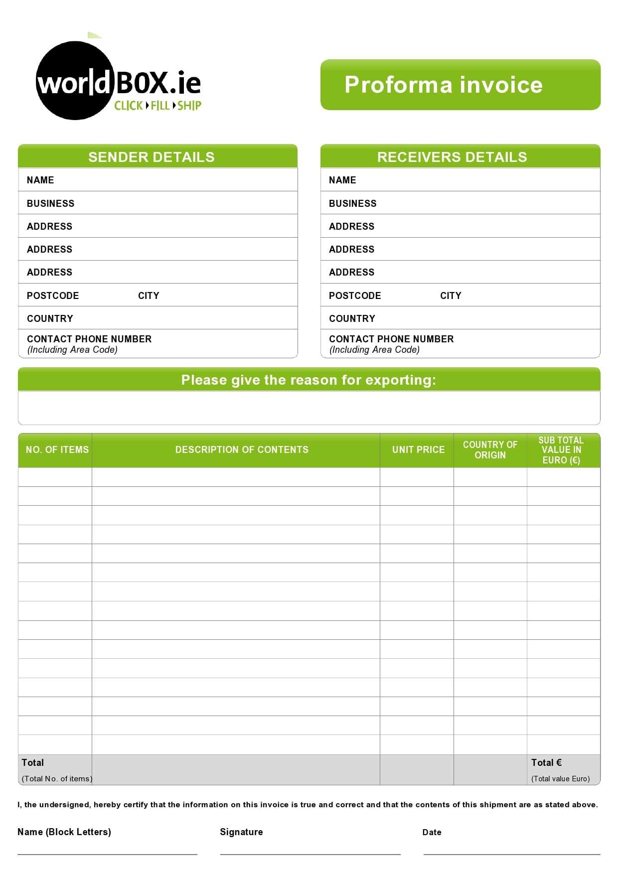 pro forma invoice template