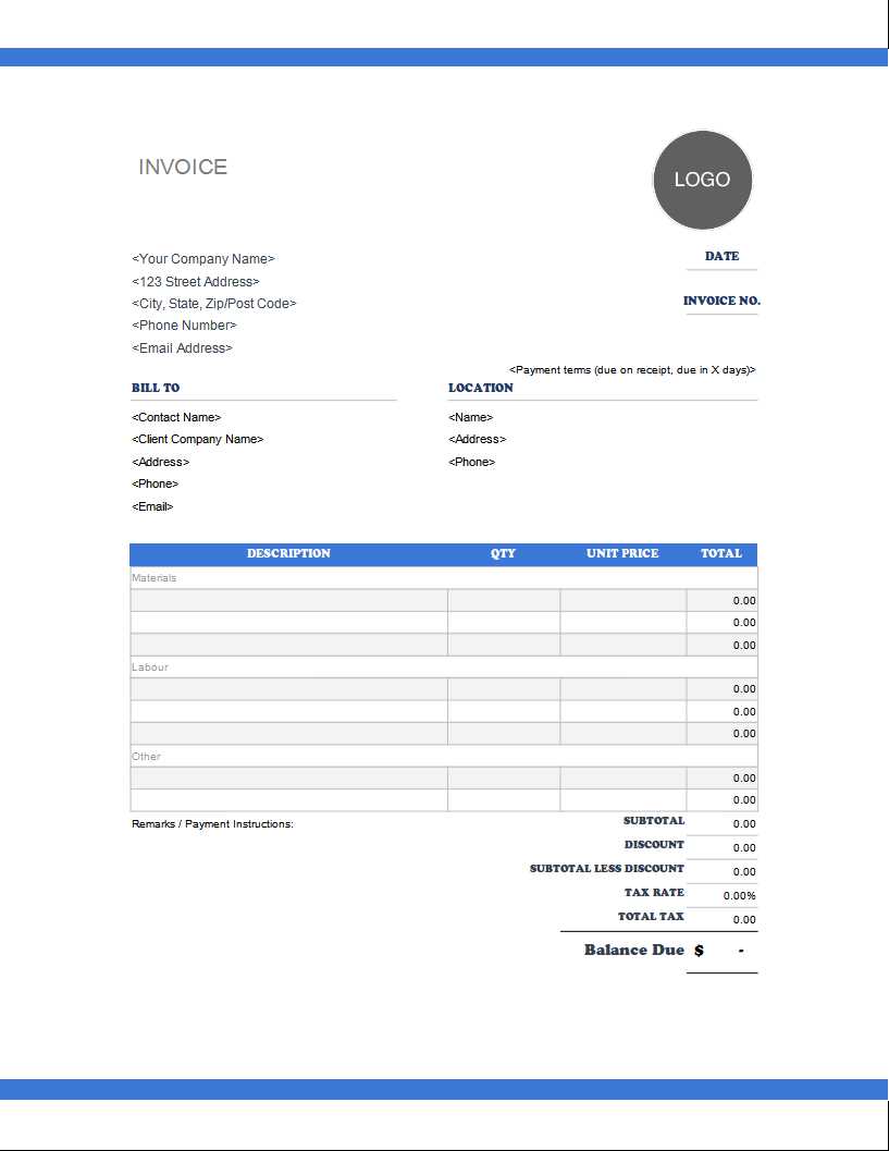 construction business invoice template