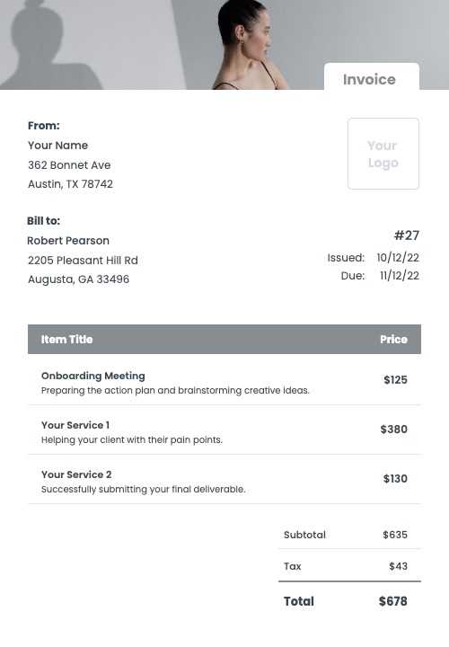 modeling invoice template