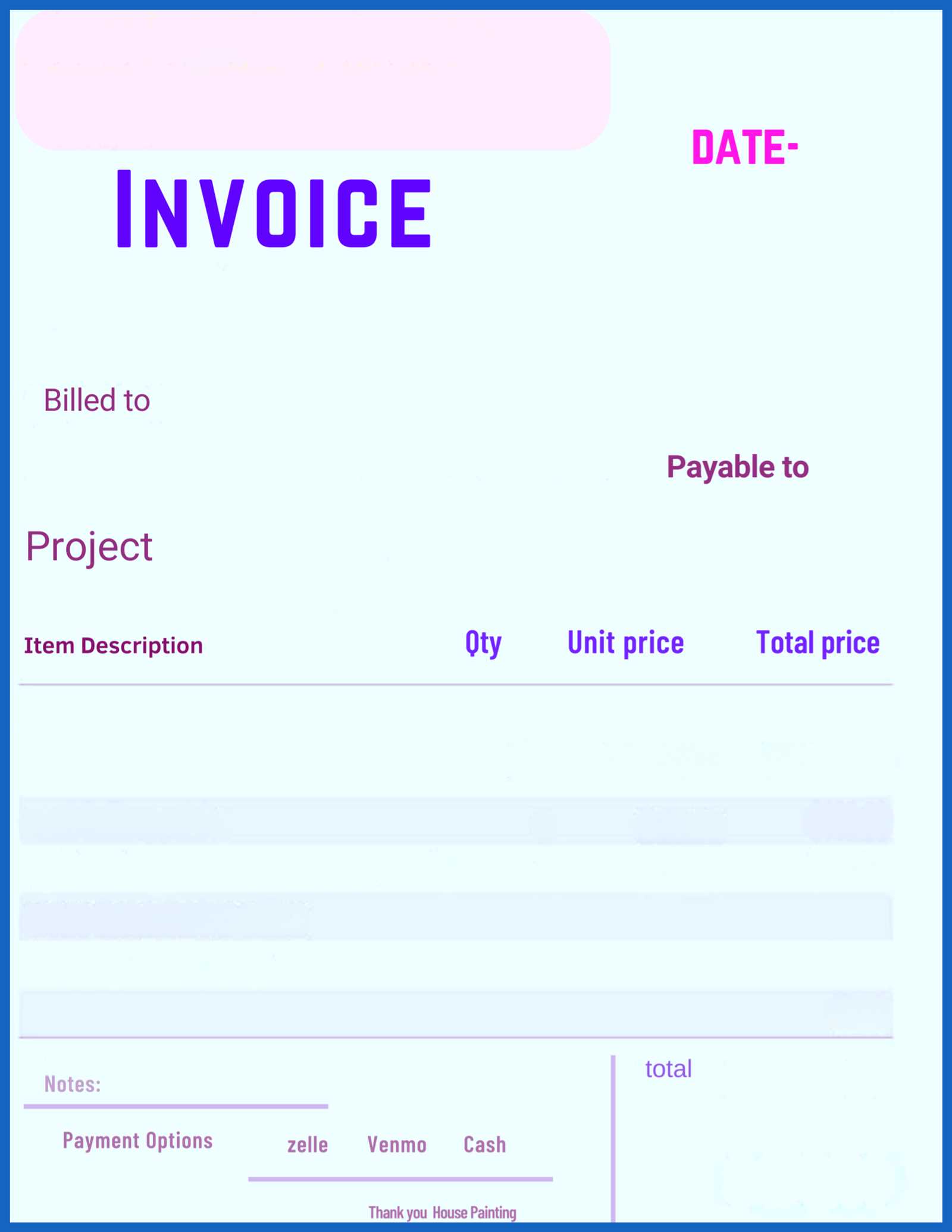 printable invoice template word