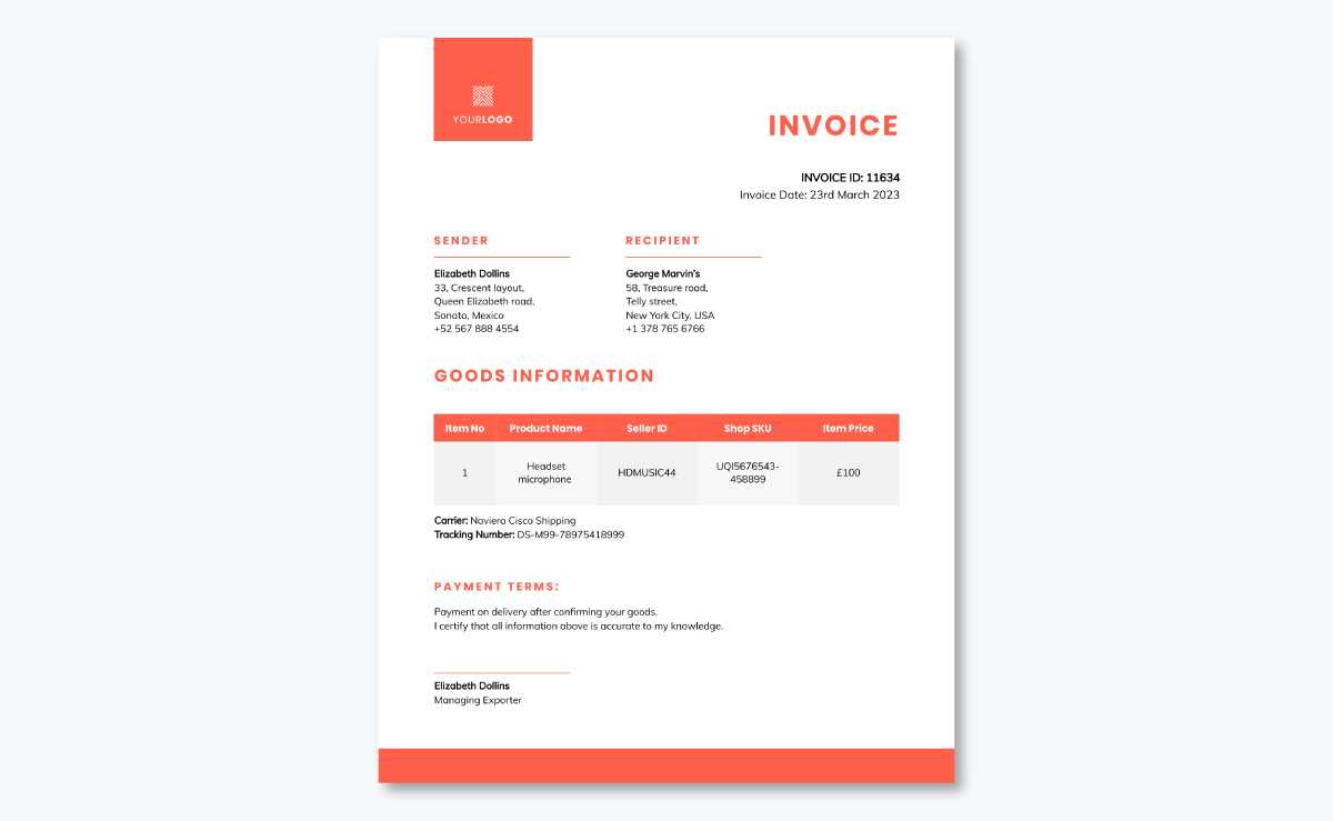 carrier invoice template