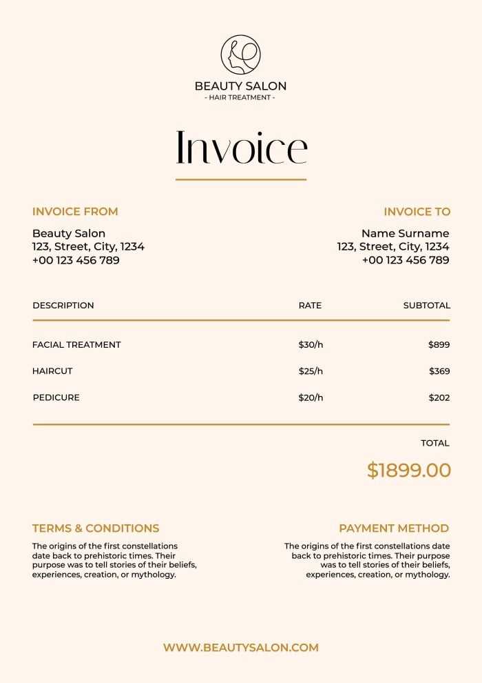 beauty invoice template