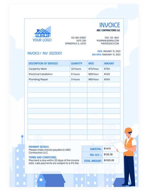invoice template 1099 contractor