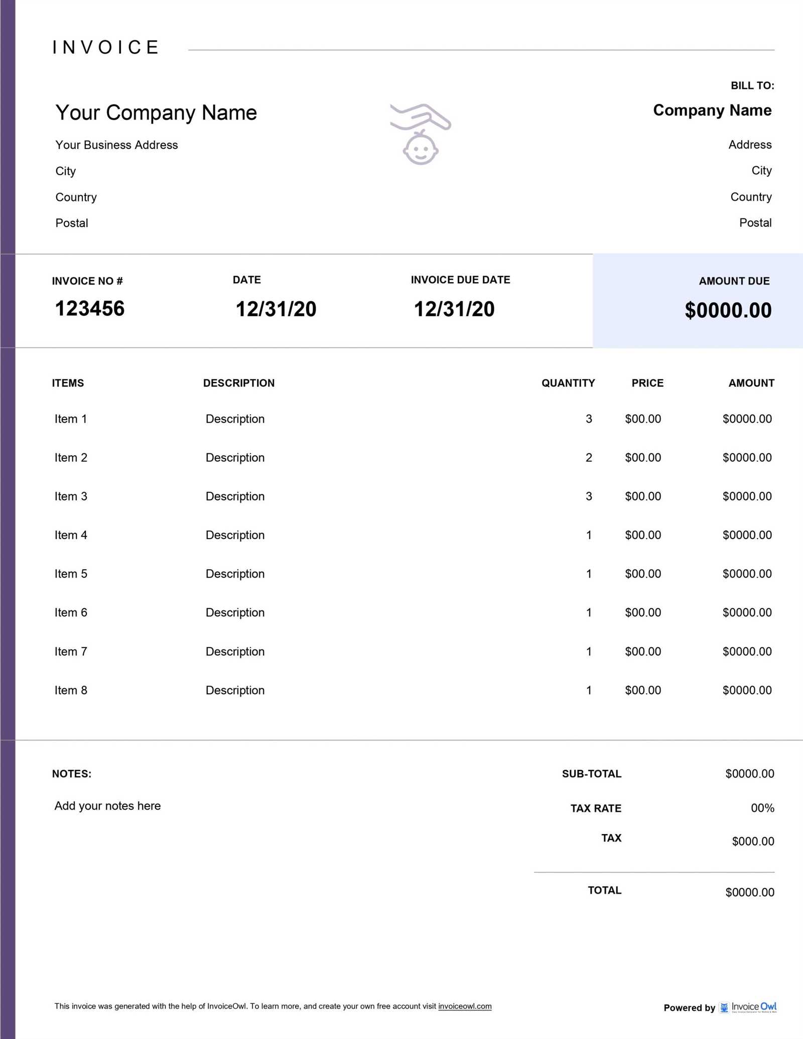 yearly invoice template
