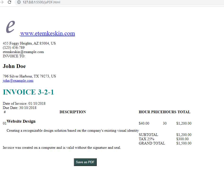 jspdf invoice template
