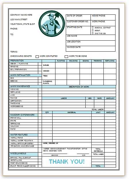 landscape invoices templates free