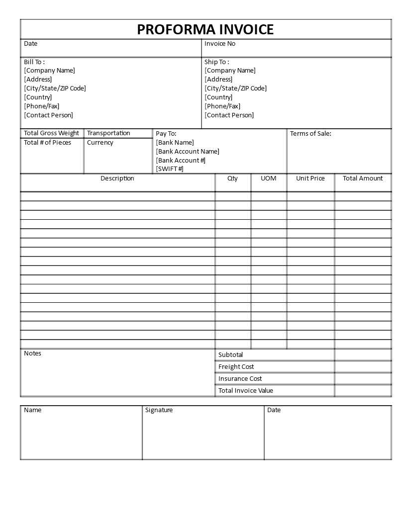 download proforma invoice template word