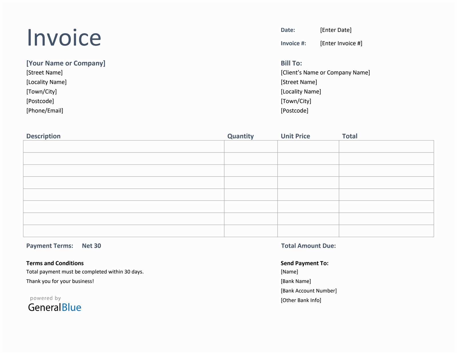 basic invoice template word uk