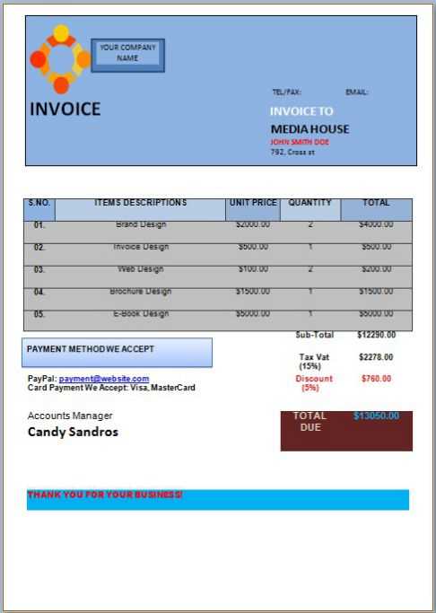 invoice template for hours