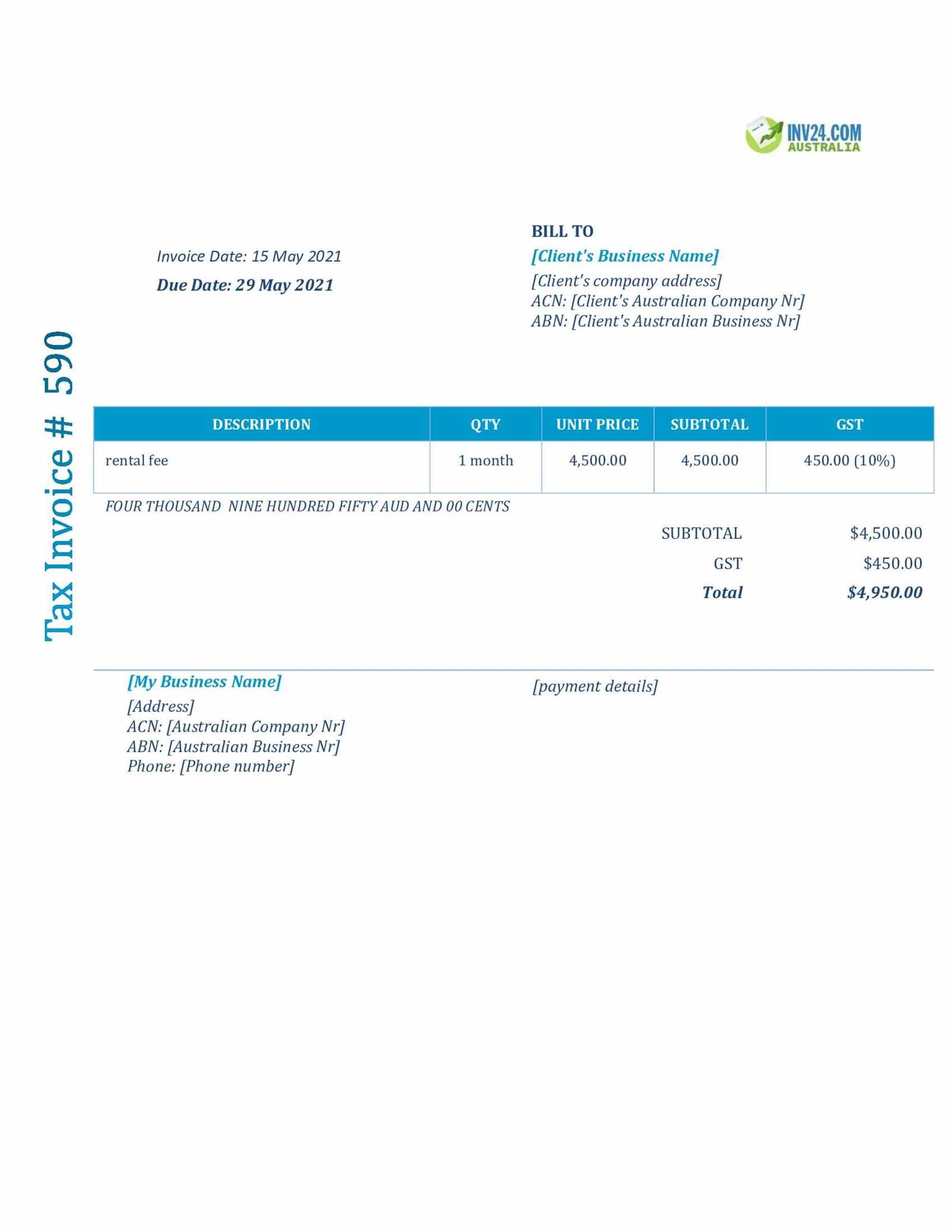 free rent invoice template word