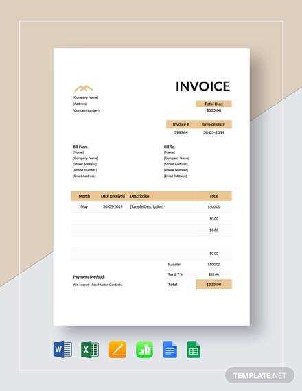 rental invoice template free
