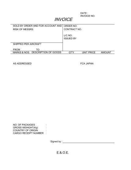 free commercial invoice template