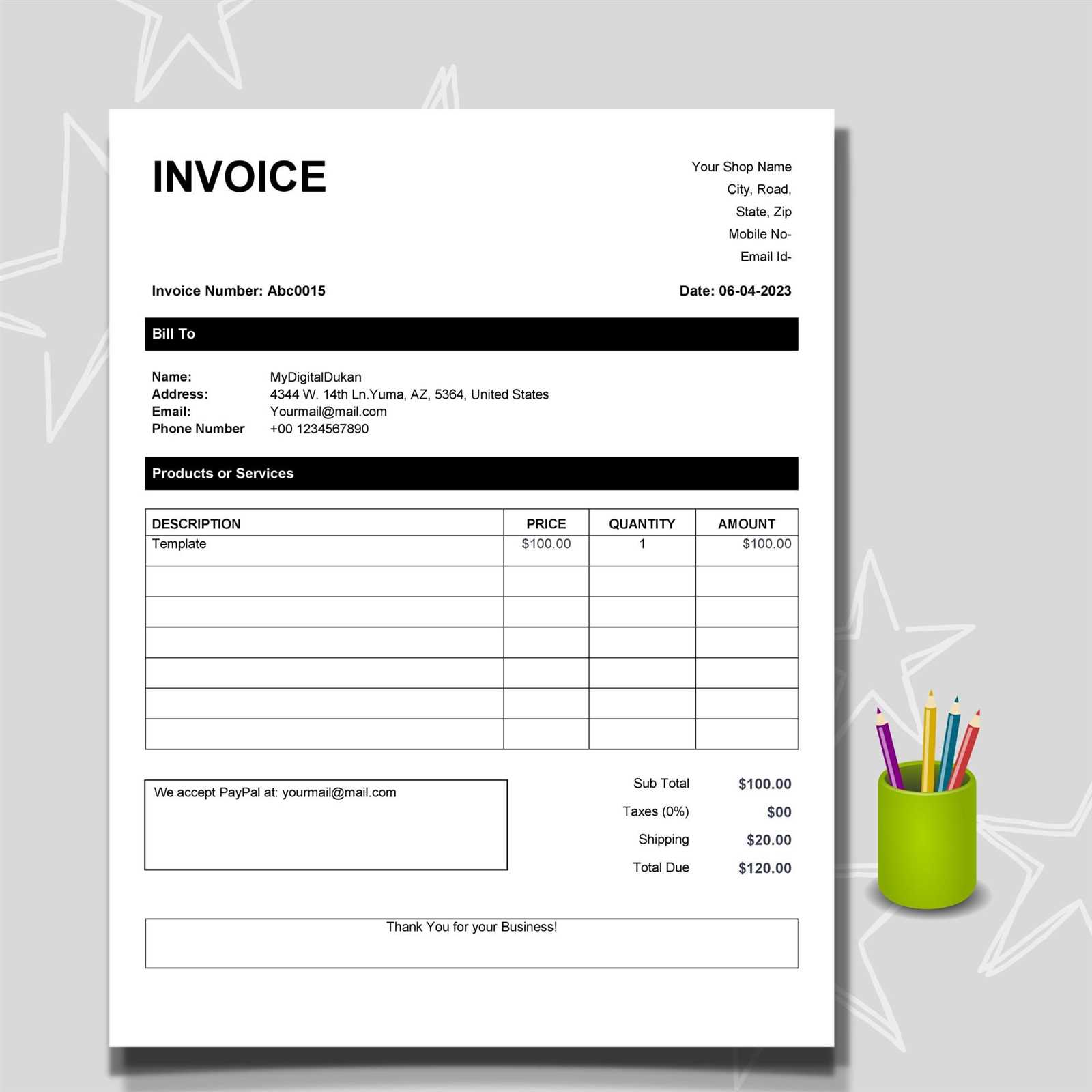 invoice template word free download