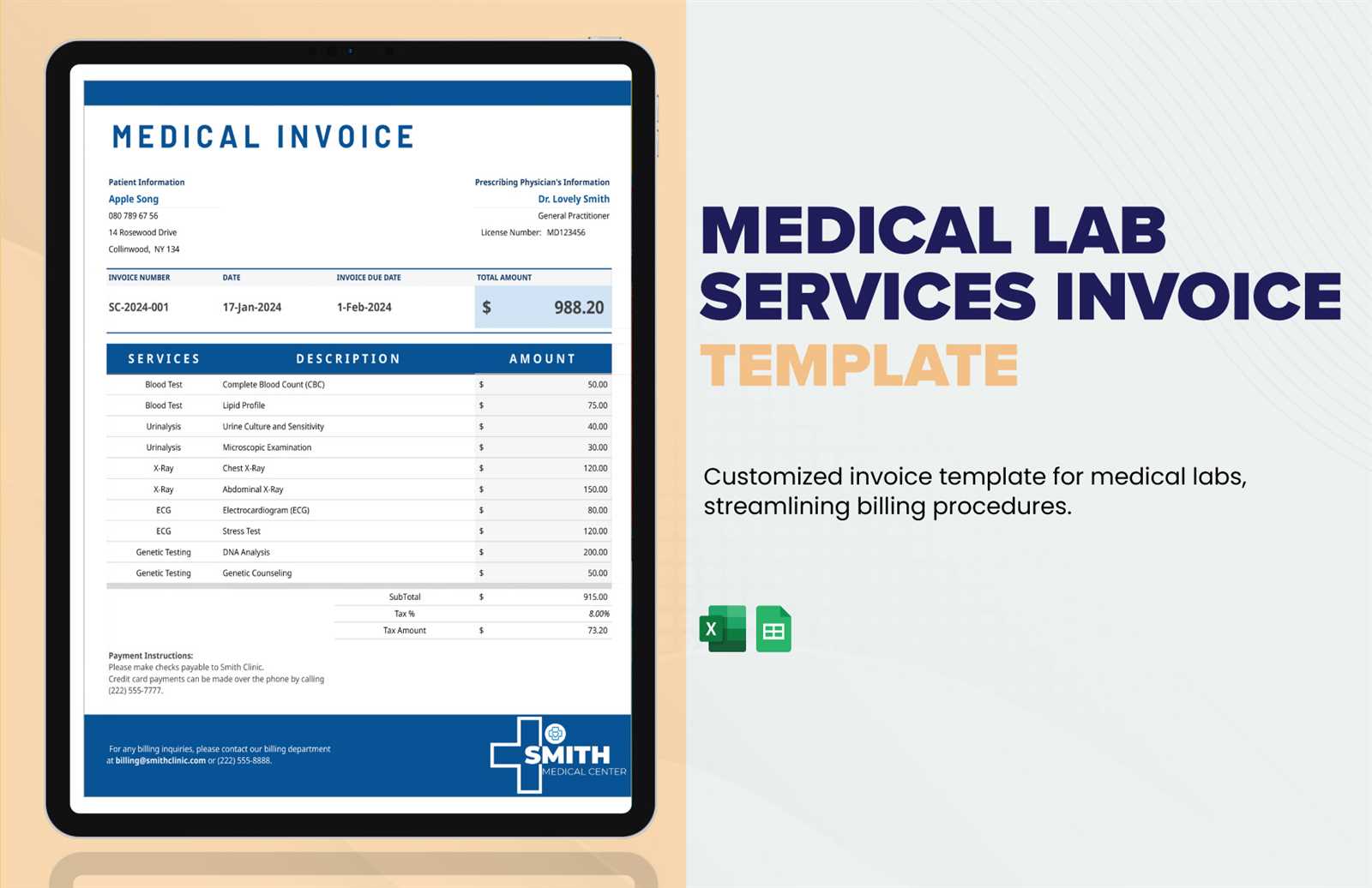 optical invoice template