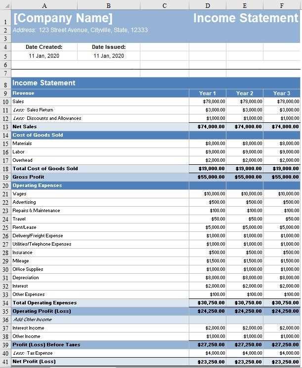 invoice statement template