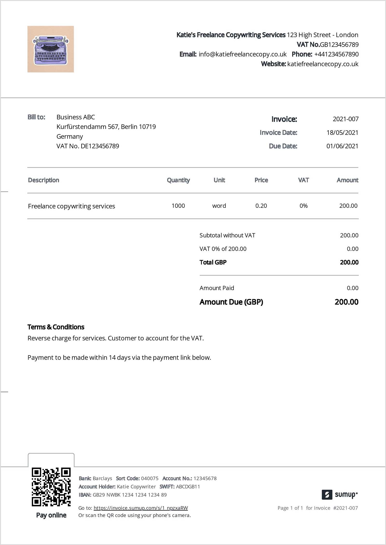 european invoice template