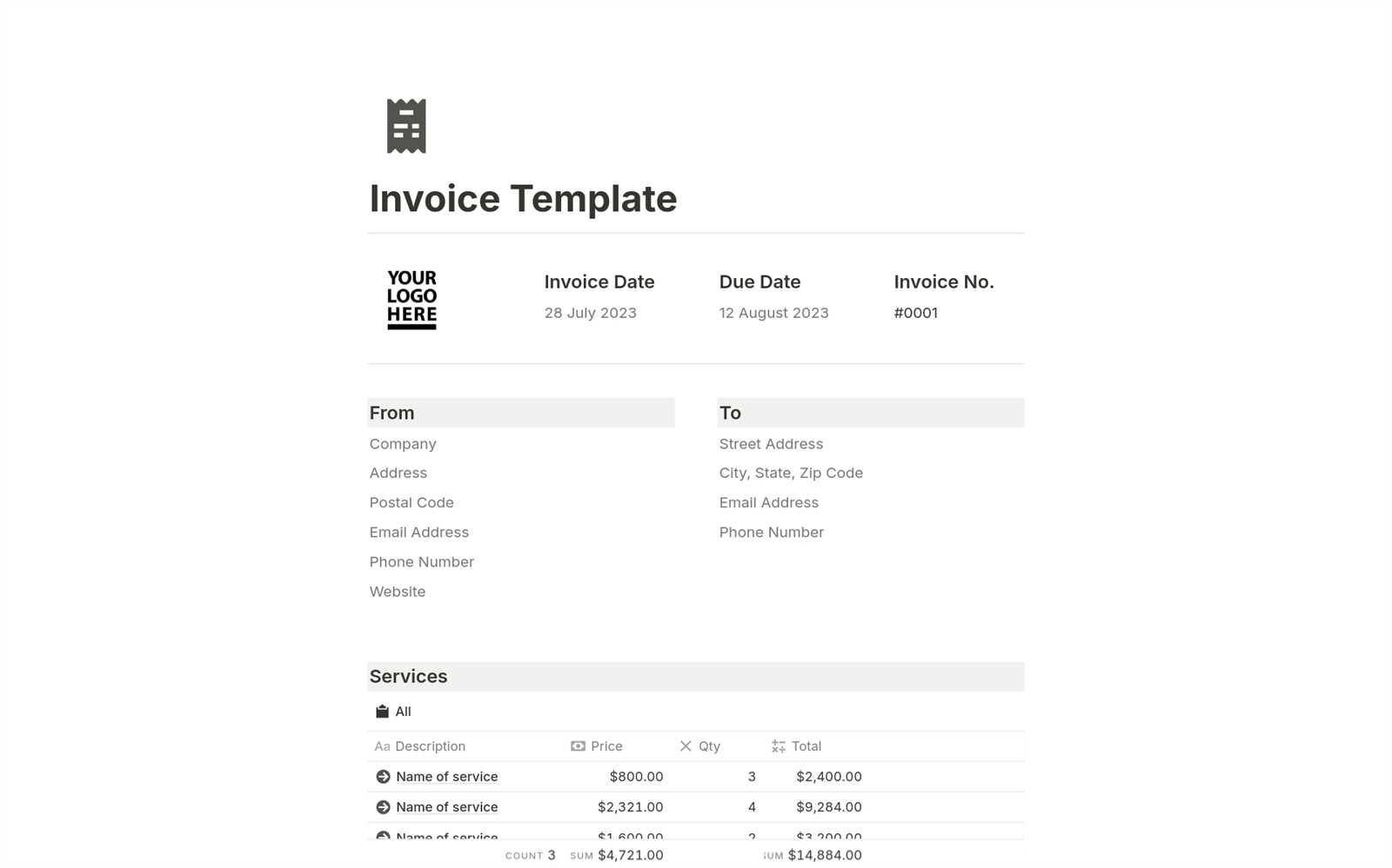 html invoice template free