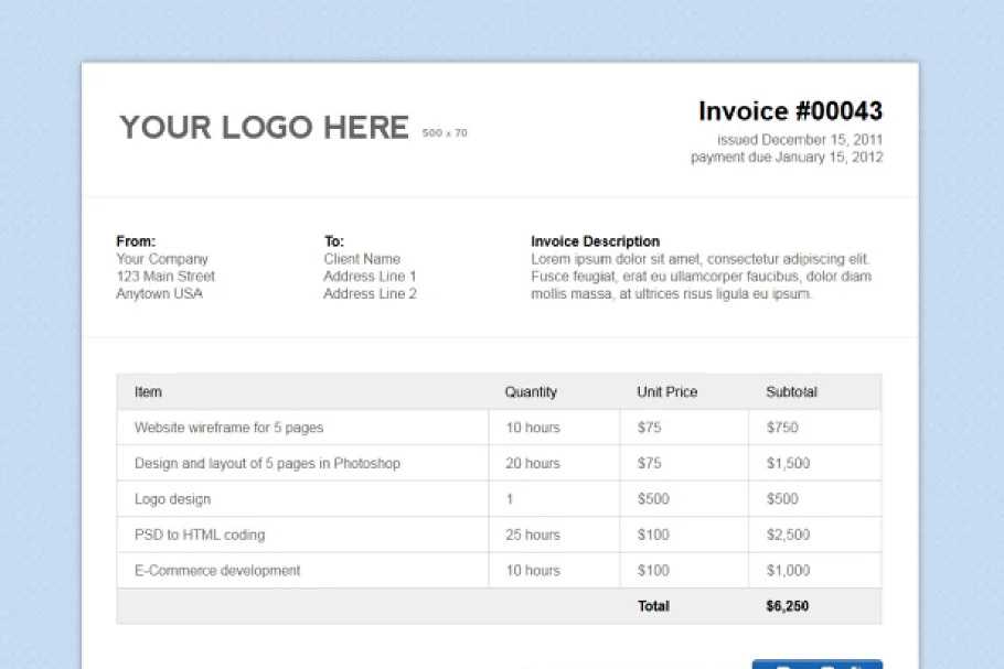 simple invoice html template