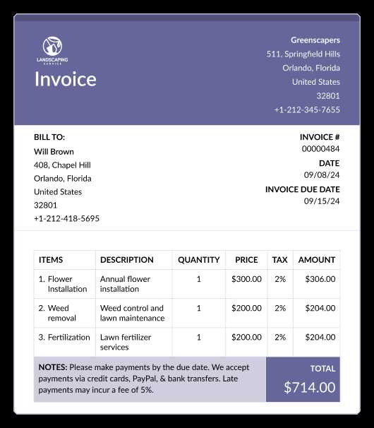 garden invoice template free