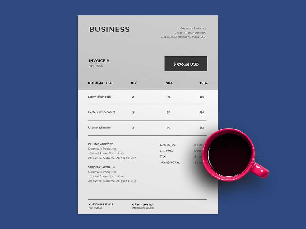 material invoice template