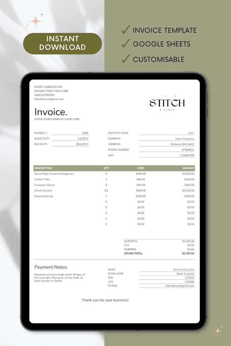 invoice template for ipad