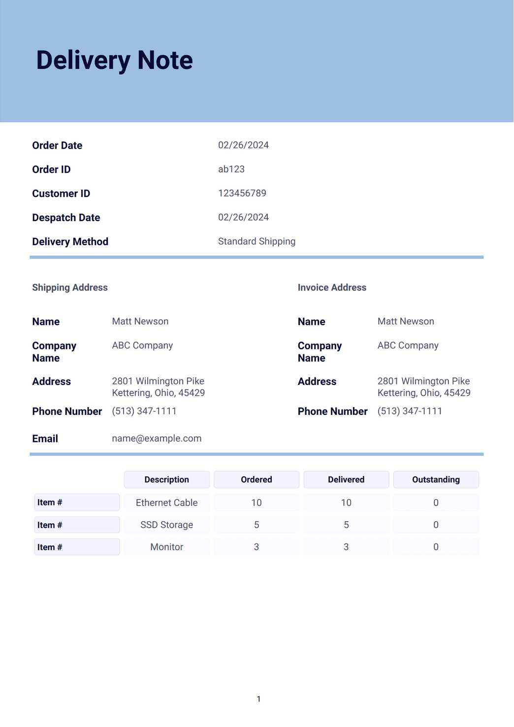 ecommerce invoice template