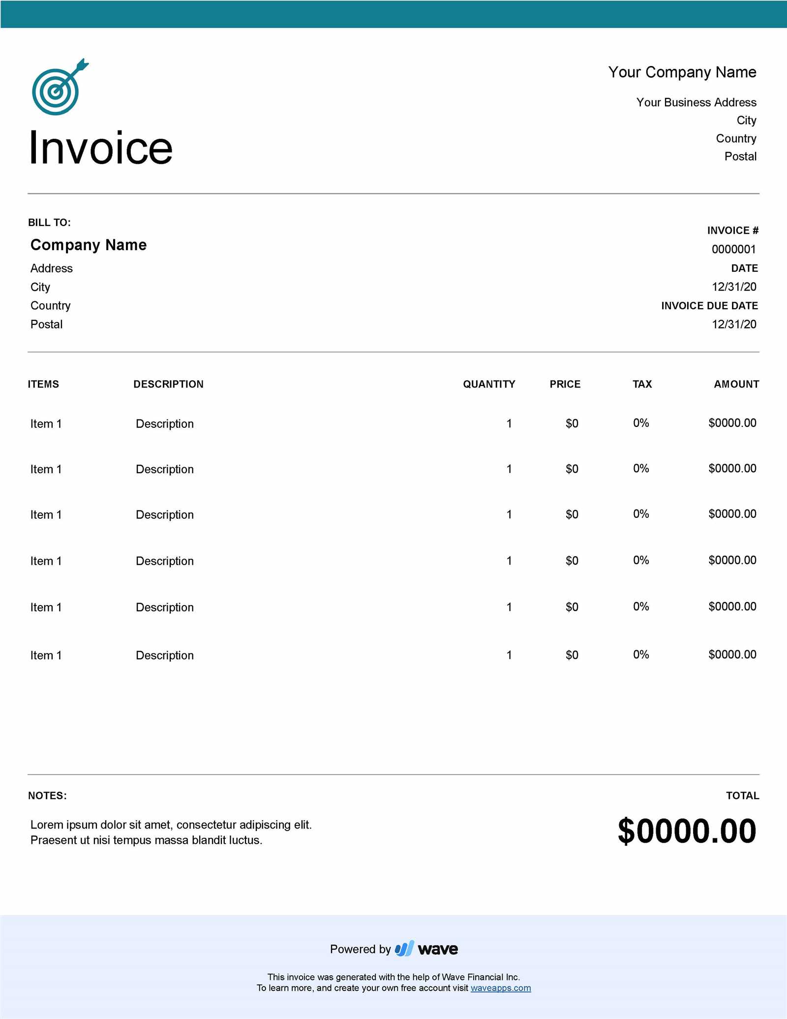 free usable invoice template