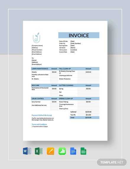 free lawn care invoice templates