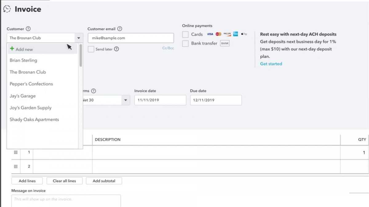 how to set up invoice template in quickbooks