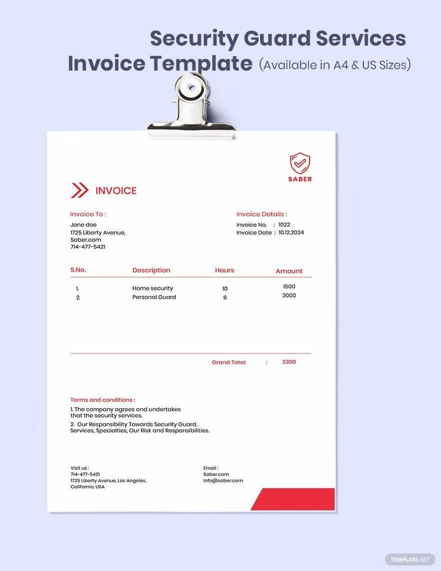 invoice template for security services