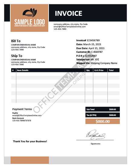 bill to ship to invoice template