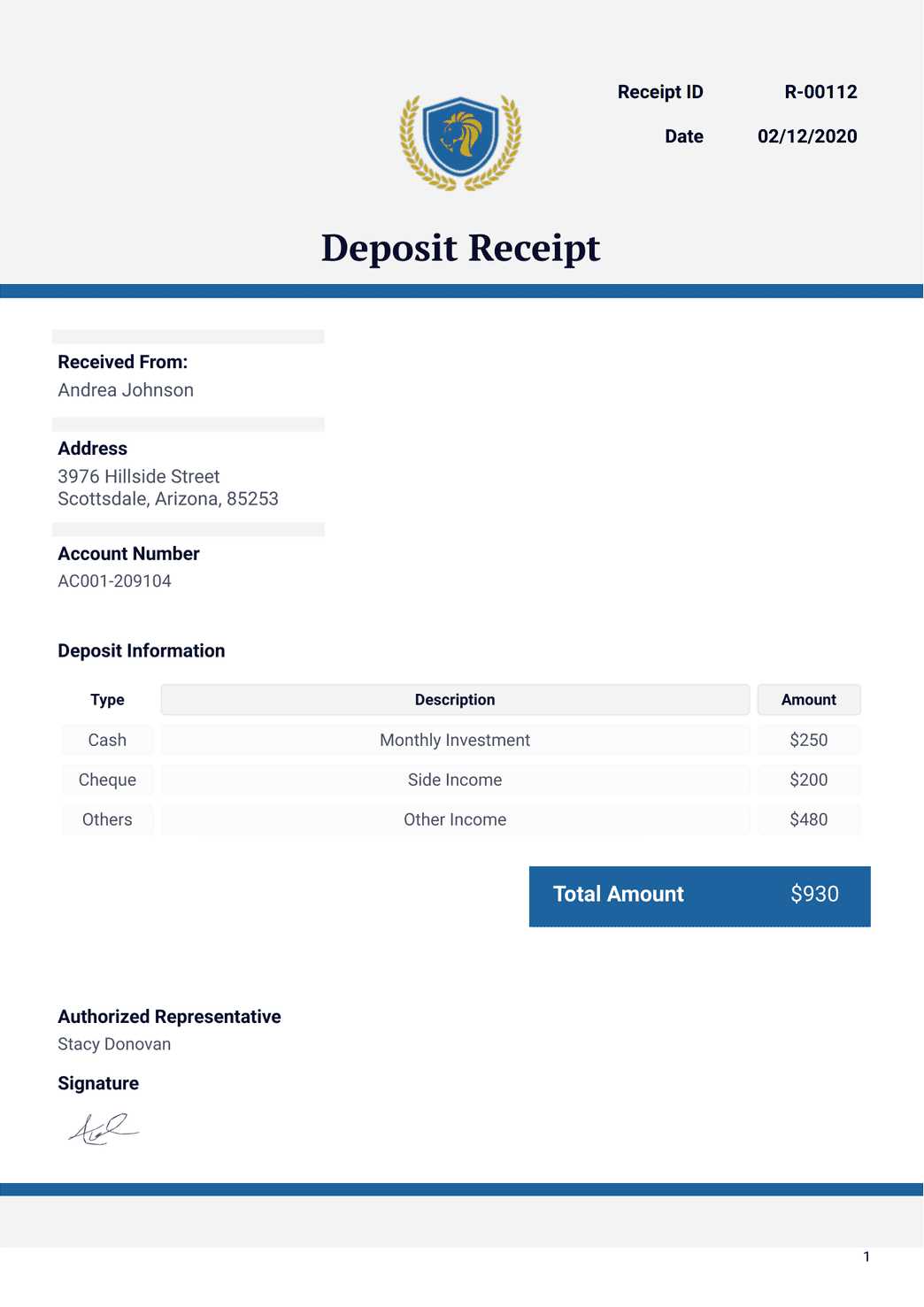 invoice template for donation