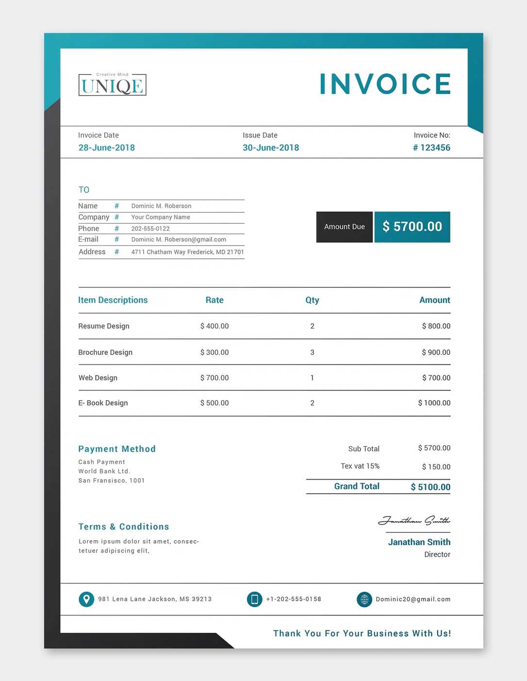 word template for invoice