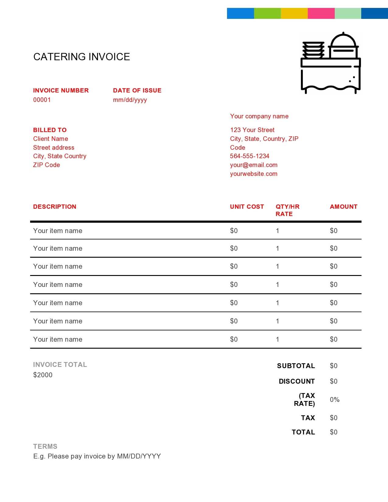 catering invoices template