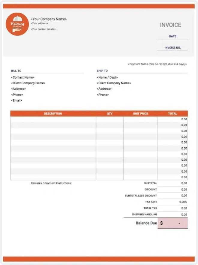 food service invoice template