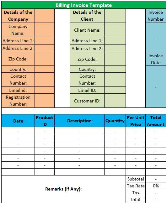 template for billing invoice