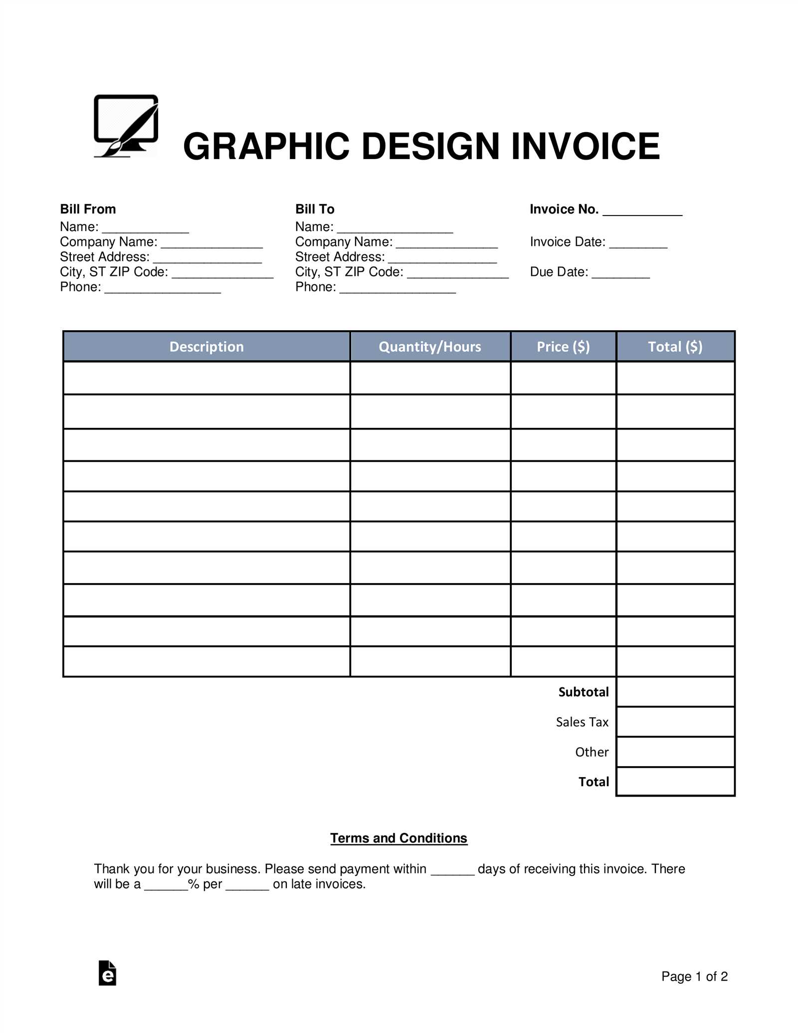 free blank service invoice template