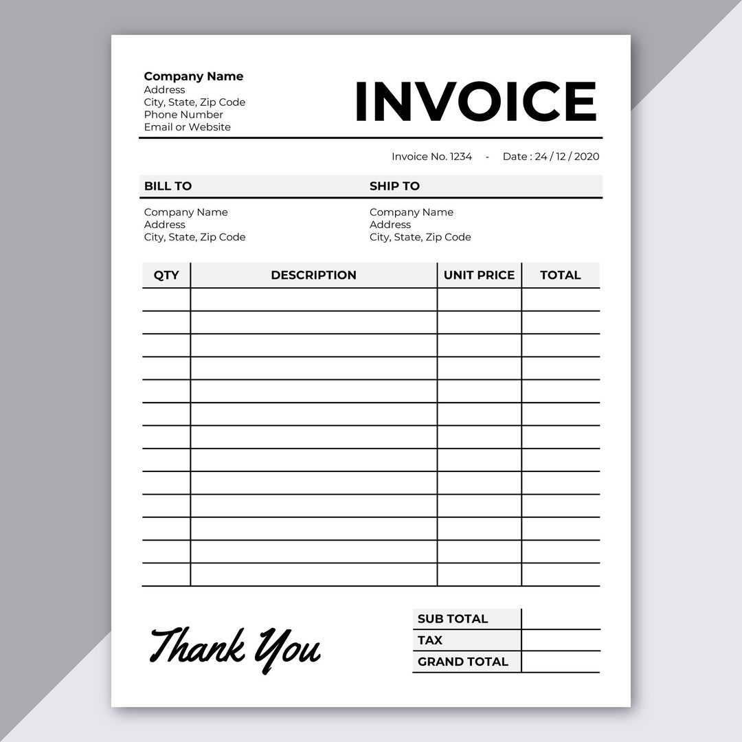 word template invoice microsoft free