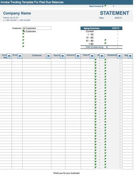 template for outstanding invoices