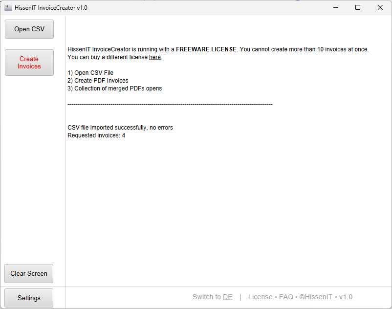 csv invoice template