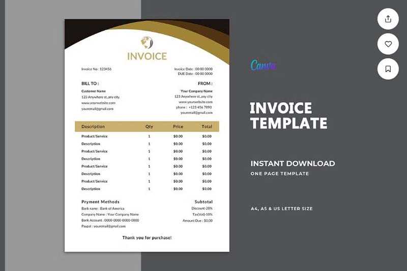 a4 size invoice html template