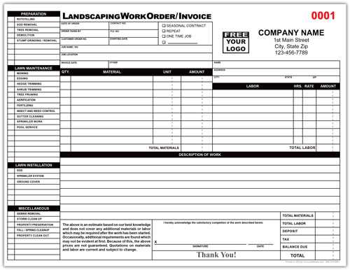 printable lawn care invoice template