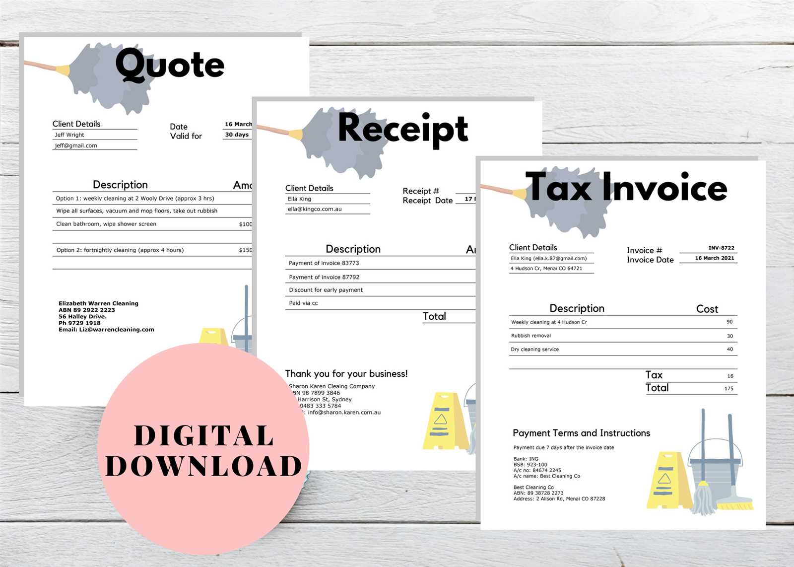 self employed cleaner invoice template