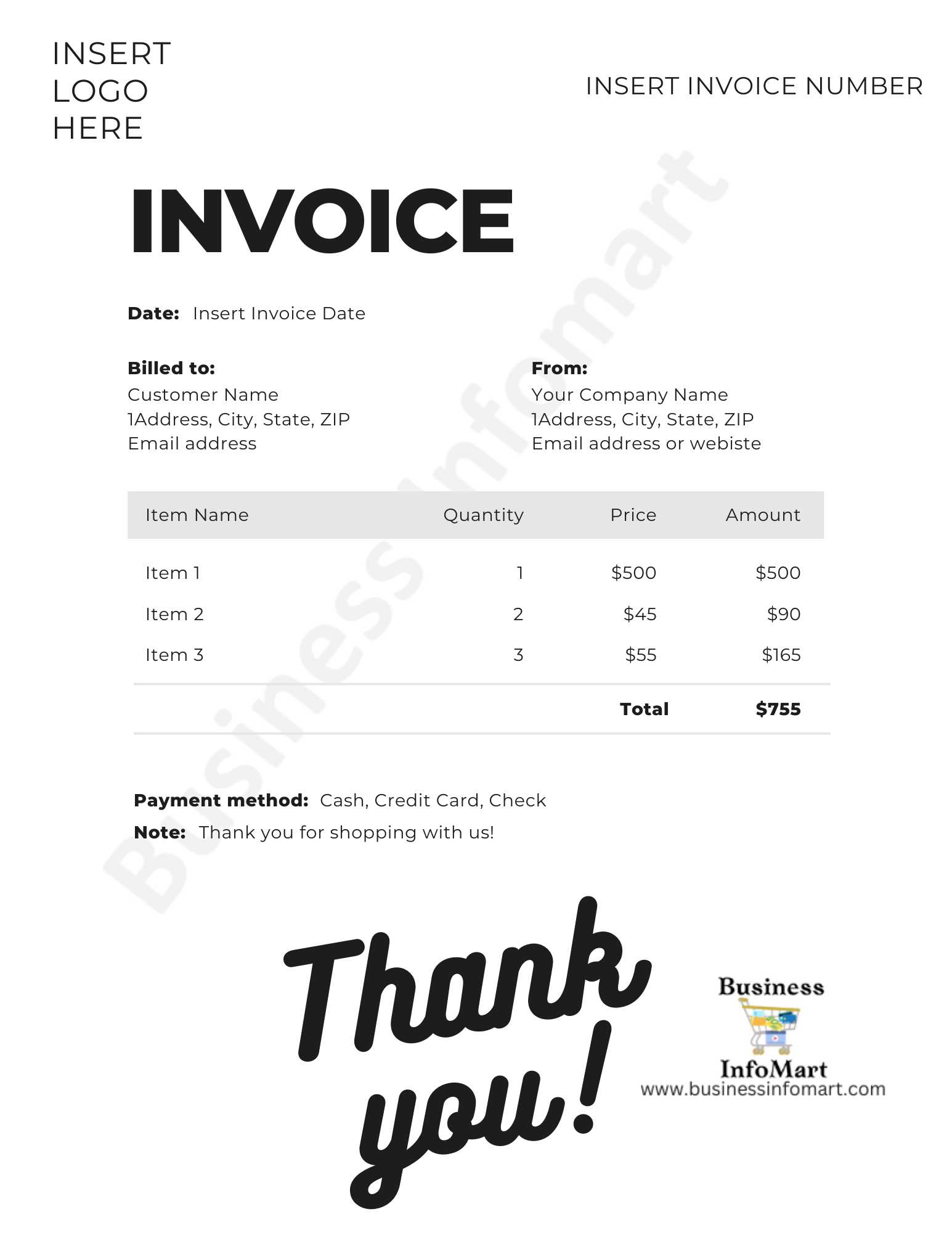 acting invoice template