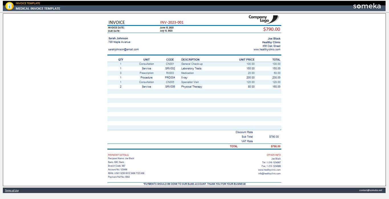 medical invoice template pdf